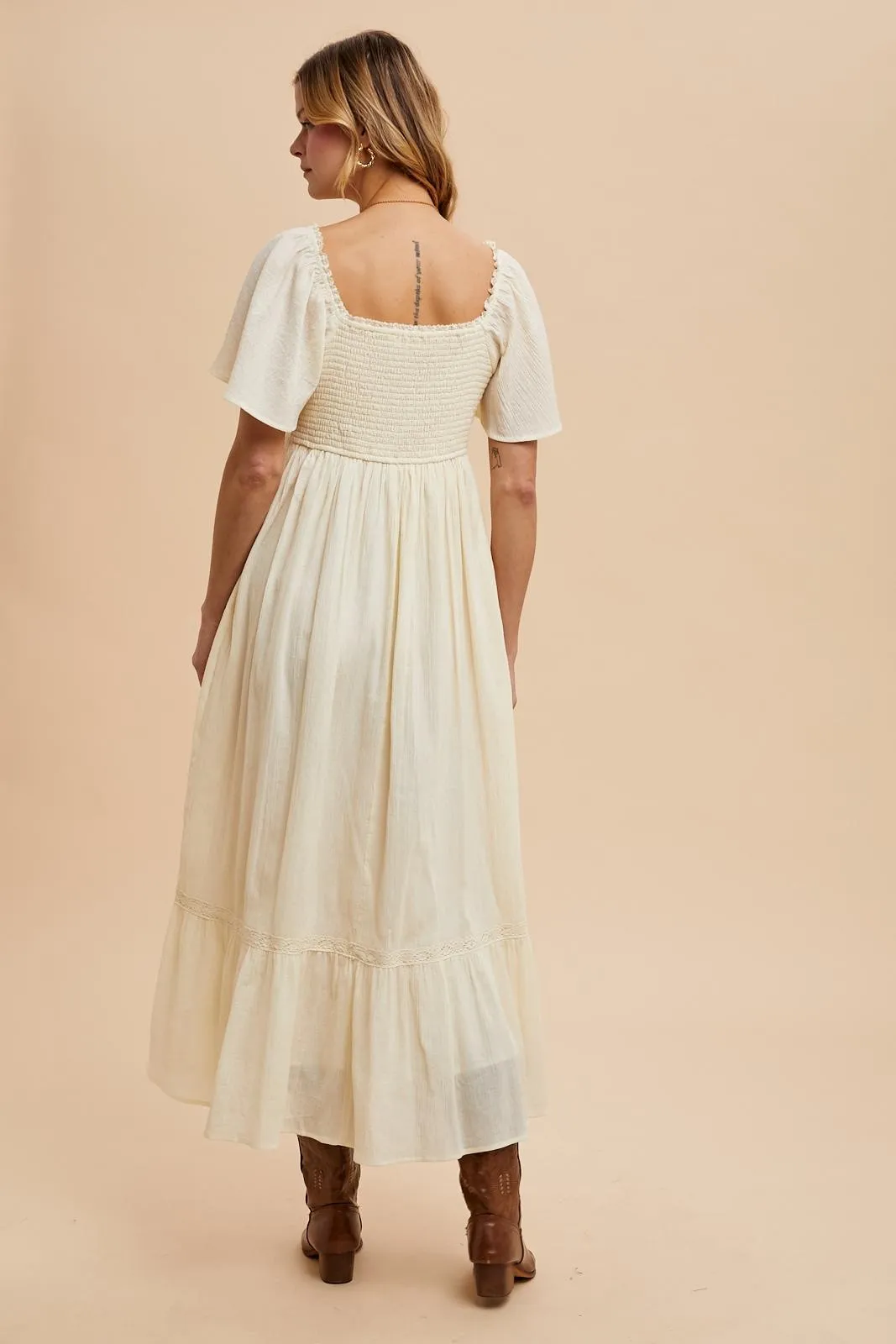 Cream Lace Square Neck Maternity Maxi Dress sold by Pinkblush product image thumbnail 4