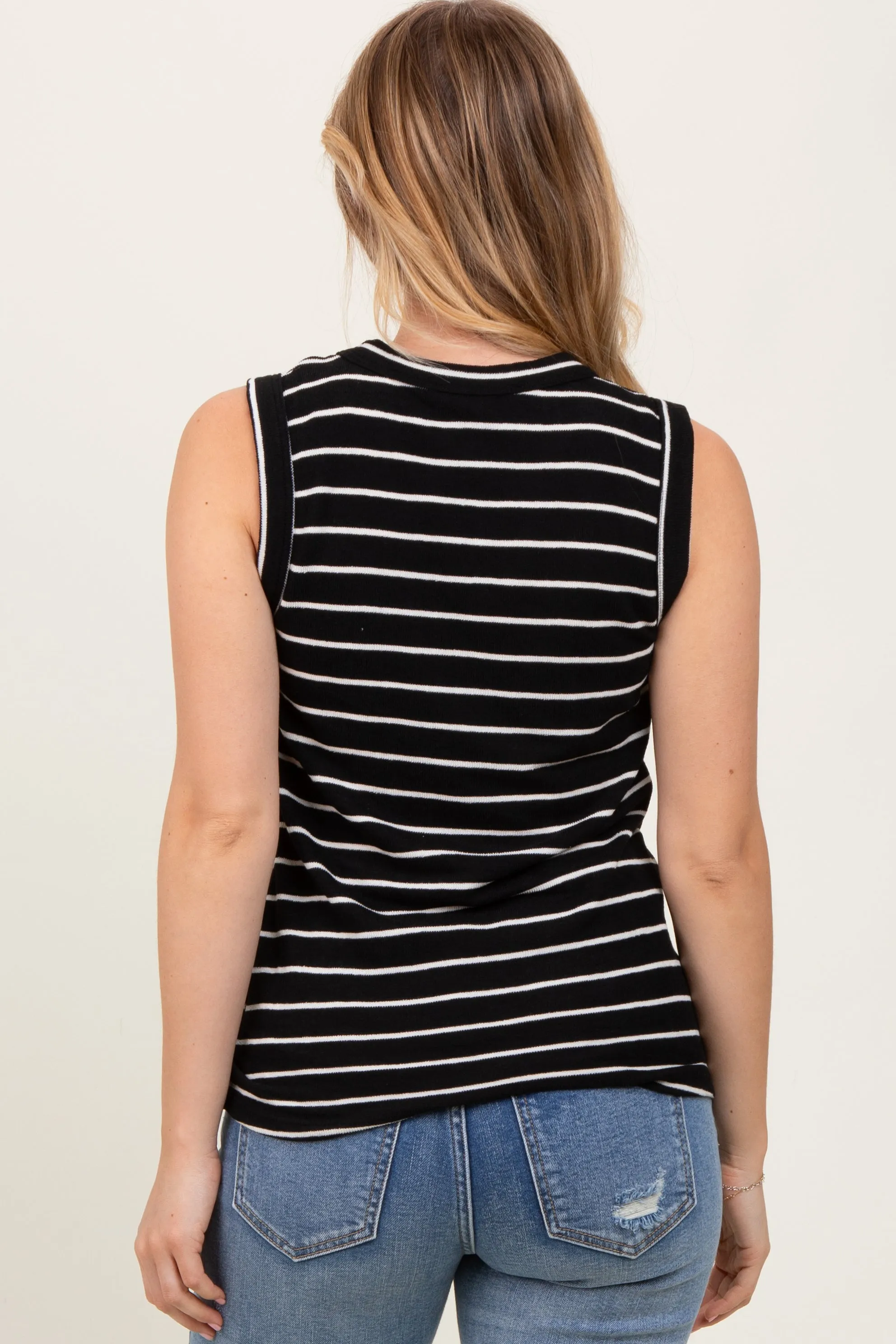 Black/Ivory Stripe Knitted Tank Top sold by Pinkblush product image thumbnail 4