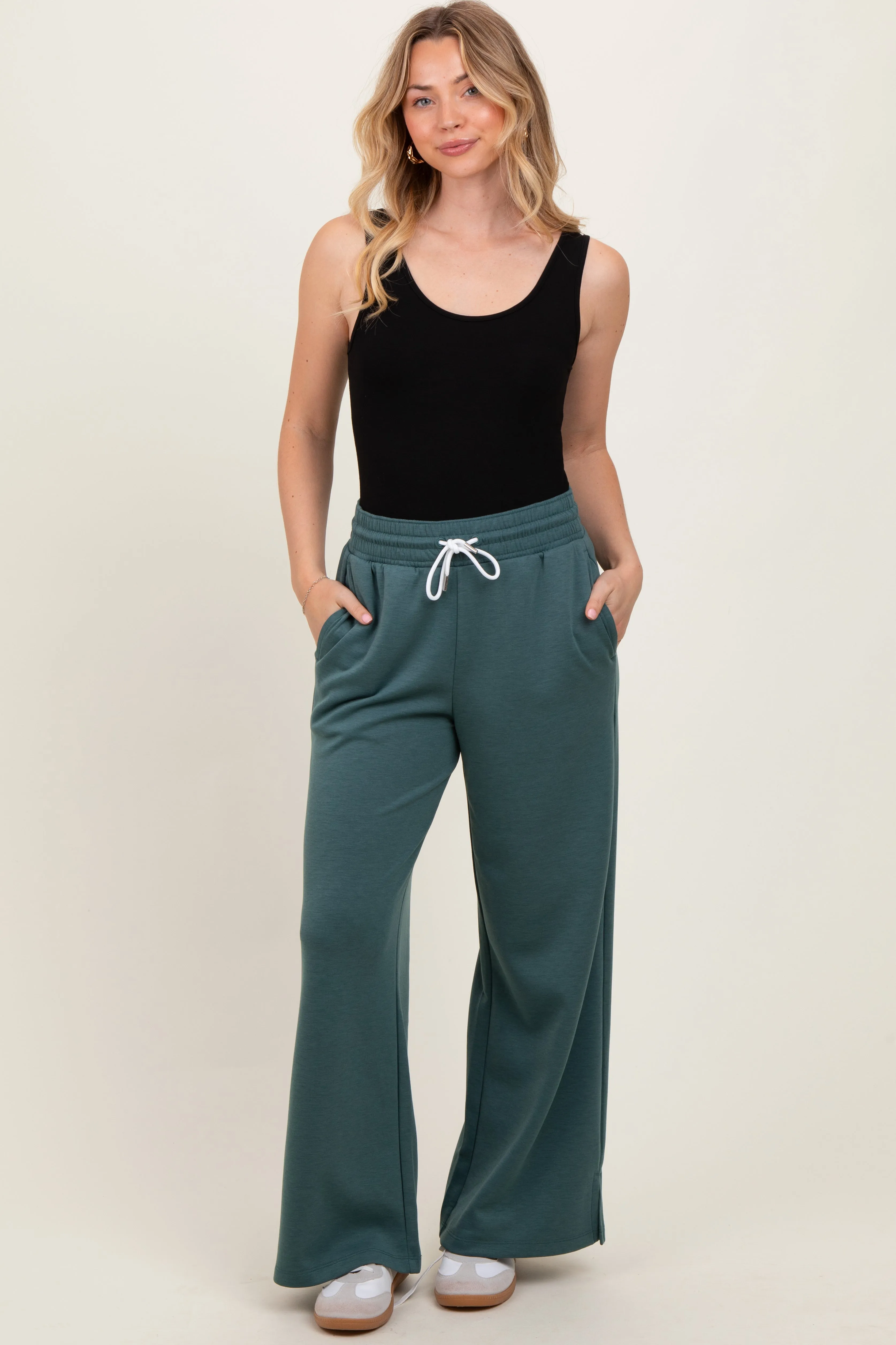 Teal Drawstring Lounge Pants sold by Pinkblush