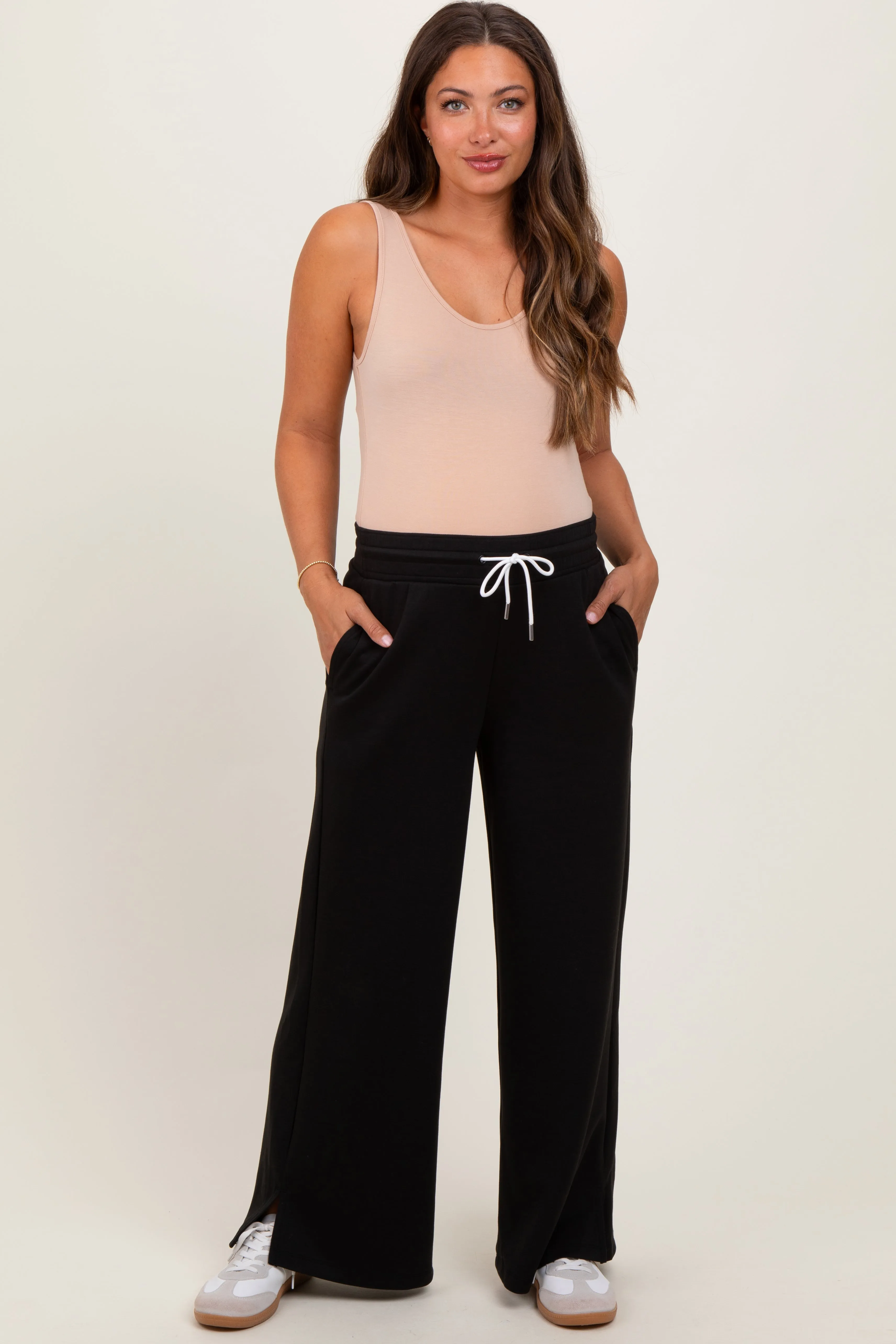 Black Drawstring Maternity Lounge Pants sold by Pinkblush
