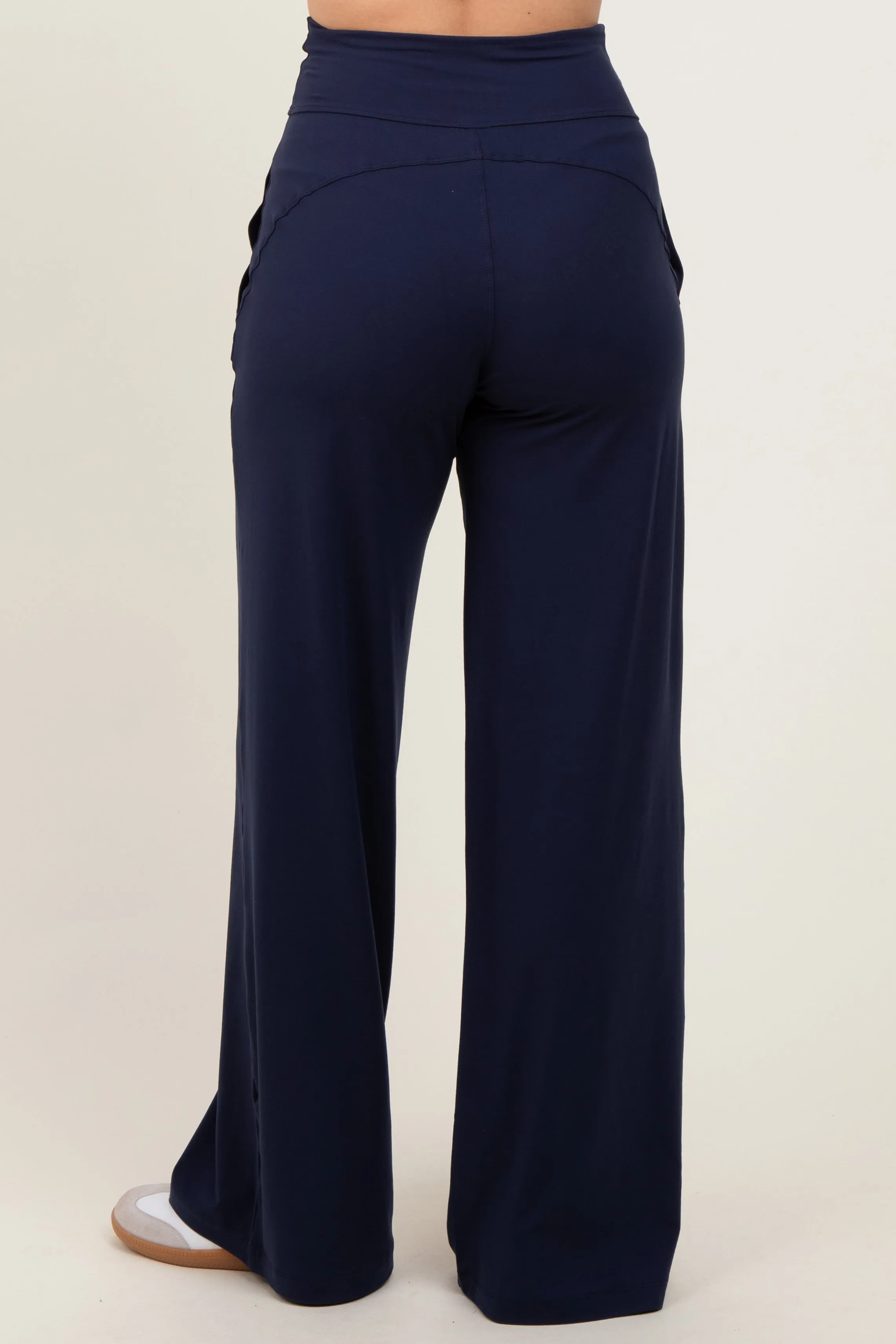 Black Crossover Waist Active Wide Leg Pant sold by Pinkblush product image thumbnail 5