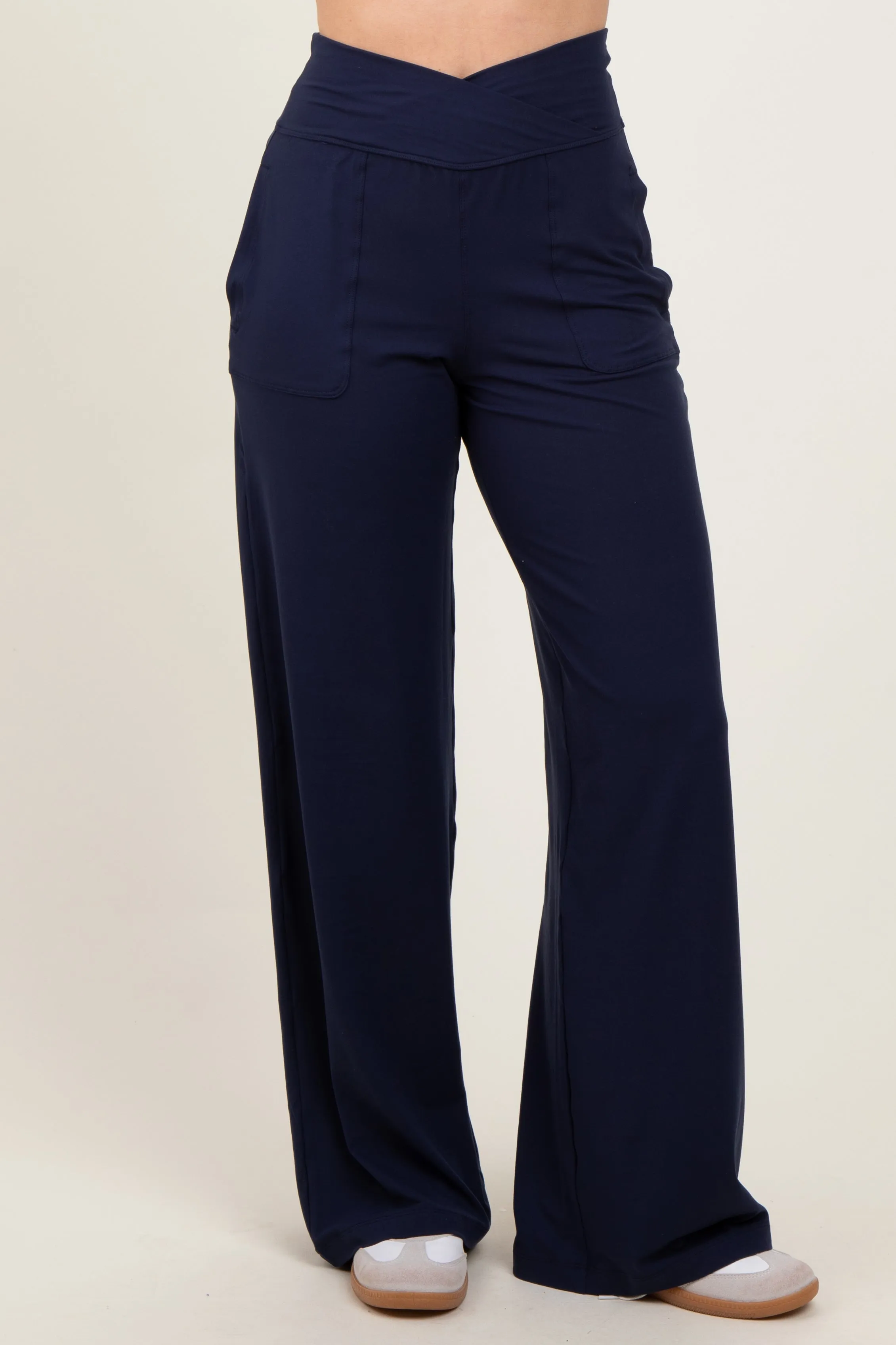 Black Crossover Waist Active Wide Leg Pant sold by Pinkblush product image thumbnail 3