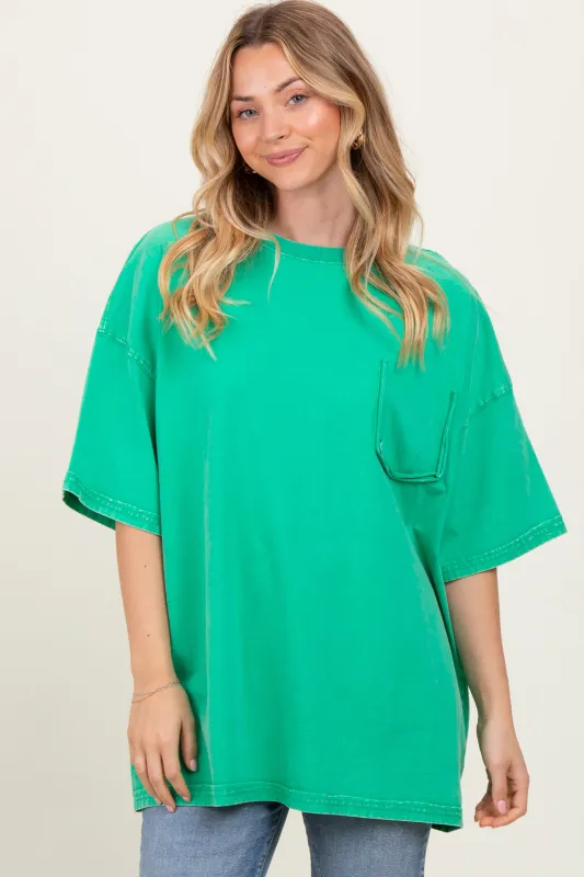 Green Faded Wash Short Sleeve Top sold by Pinkblush