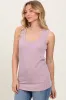 Mauve Ribbed Scoop Neck Racerback Tank Top sold by Pinkblush
