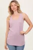 Mauve Ribbed Scoop Neck Racerback Tank Top sold by Pinkblush