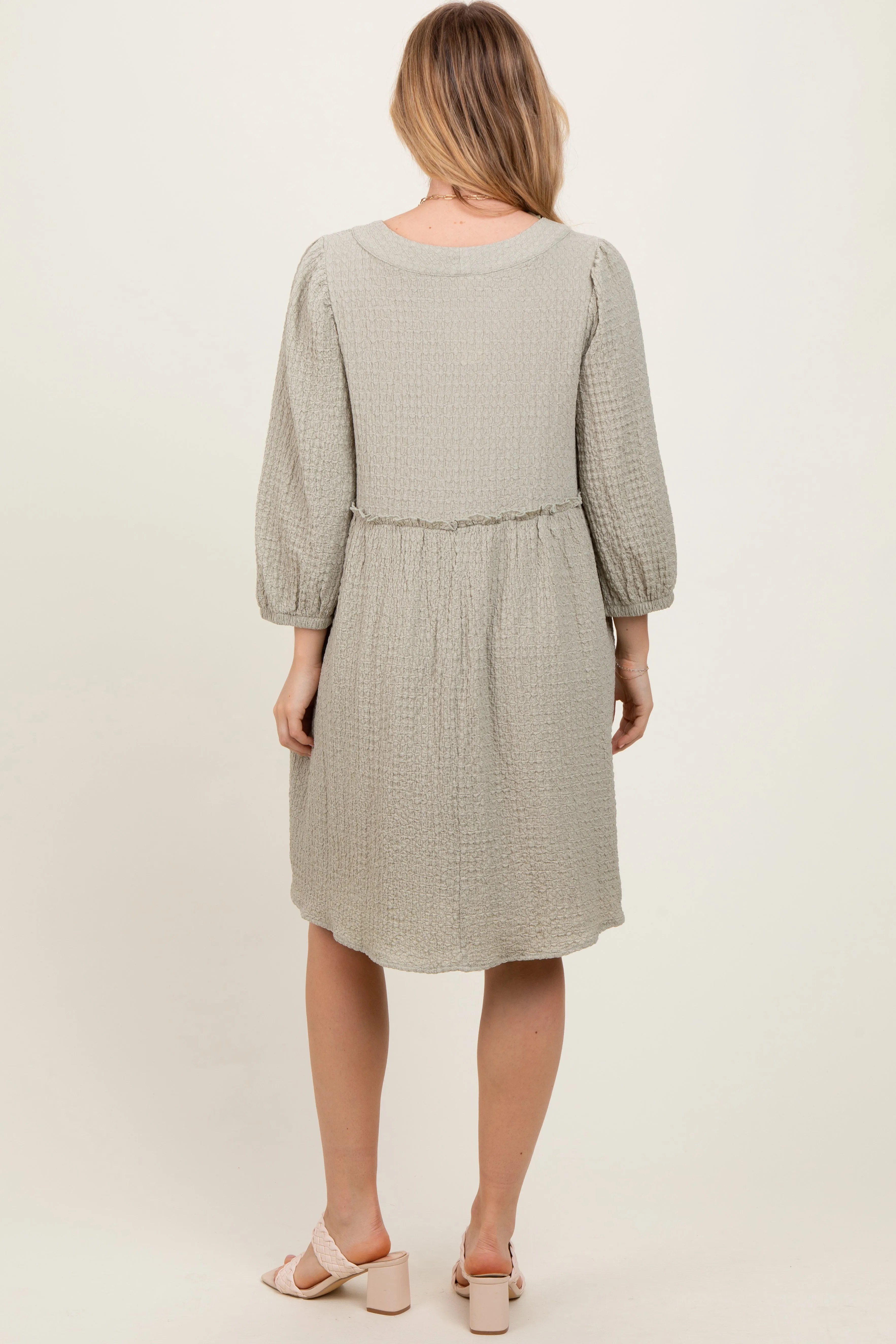 Sage Knit Ruffle Trim Dress sold by Pinkblush product image thumbnail 3