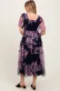 Navy Smocked Top Mesh Ruffled Midi Dress sold by Pinkblush