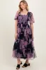 Navy Smocked Top Mesh Ruffled Midi Dress sold by Pinkblush