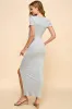 Heather Gray Short Sleeve Scoop Side Slit Dress sold by Pinkblush