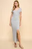 Heather Gray Short Sleeve Scoop Side Slit Dress sold by Pinkblush