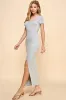 Heather Gray Short Sleeve Scoop Side Slit Dress sold by Pinkblush