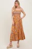 Peach Paisley Shoulder Tie Smocked Maxi Dress sold by Pinkblush