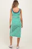 Green Mixed Stripe Ribbed Knit Sleeveless Maternity Midi Dress sold by Pinkblush