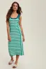 Green Mixed Stripe Ribbed Knit Sleeveless Maternity Midi Dress sold by Pinkblush
