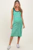 Green Mixed Stripe Ribbed Knit Sleeveless Maternity Midi Dress sold by Pinkblush