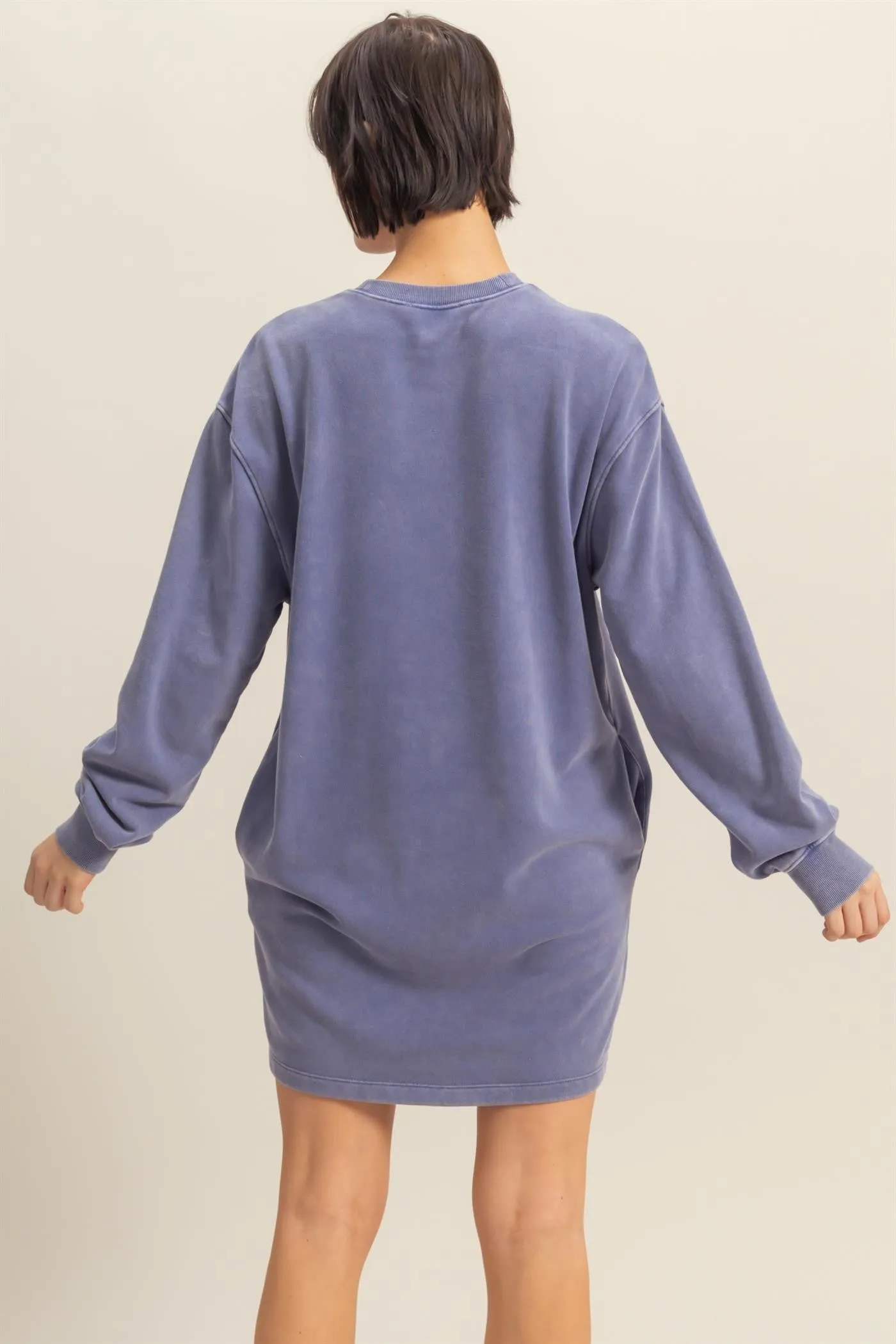 Light Blue Long Sleeve Oversized Sweatshirt Mini Dress sold by Pinkblush product image thumbnail 3