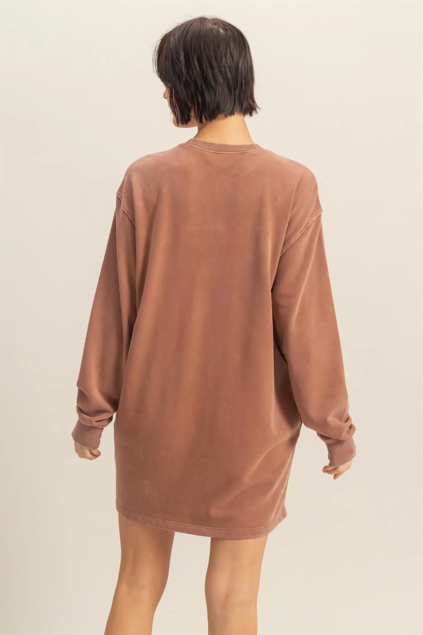 Camel Long Sleeve Oversized Sweatshirt Mini Dress sold by Pinkblush product image thumbnail 3