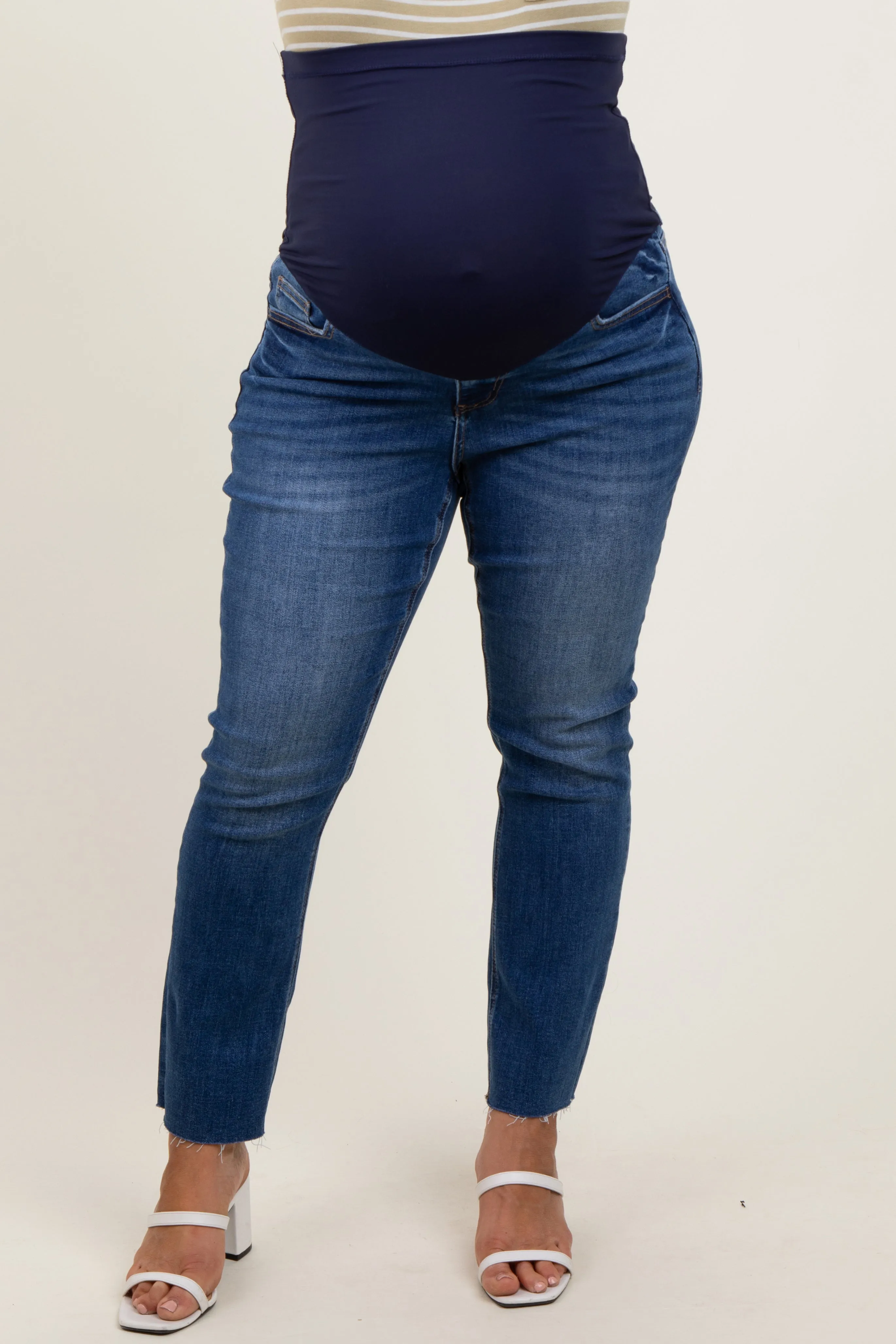 Blue Straight Leg Maternity Plus Jeans sold by Pinkblush product image thumbnail 2