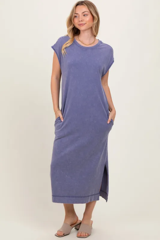 Navy Casual Sleeveless Pocketed Midi Dress sold by Pinkblush