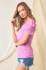Lavender Ribbed Ruched Short Sleeve Top sold by Pinkblush