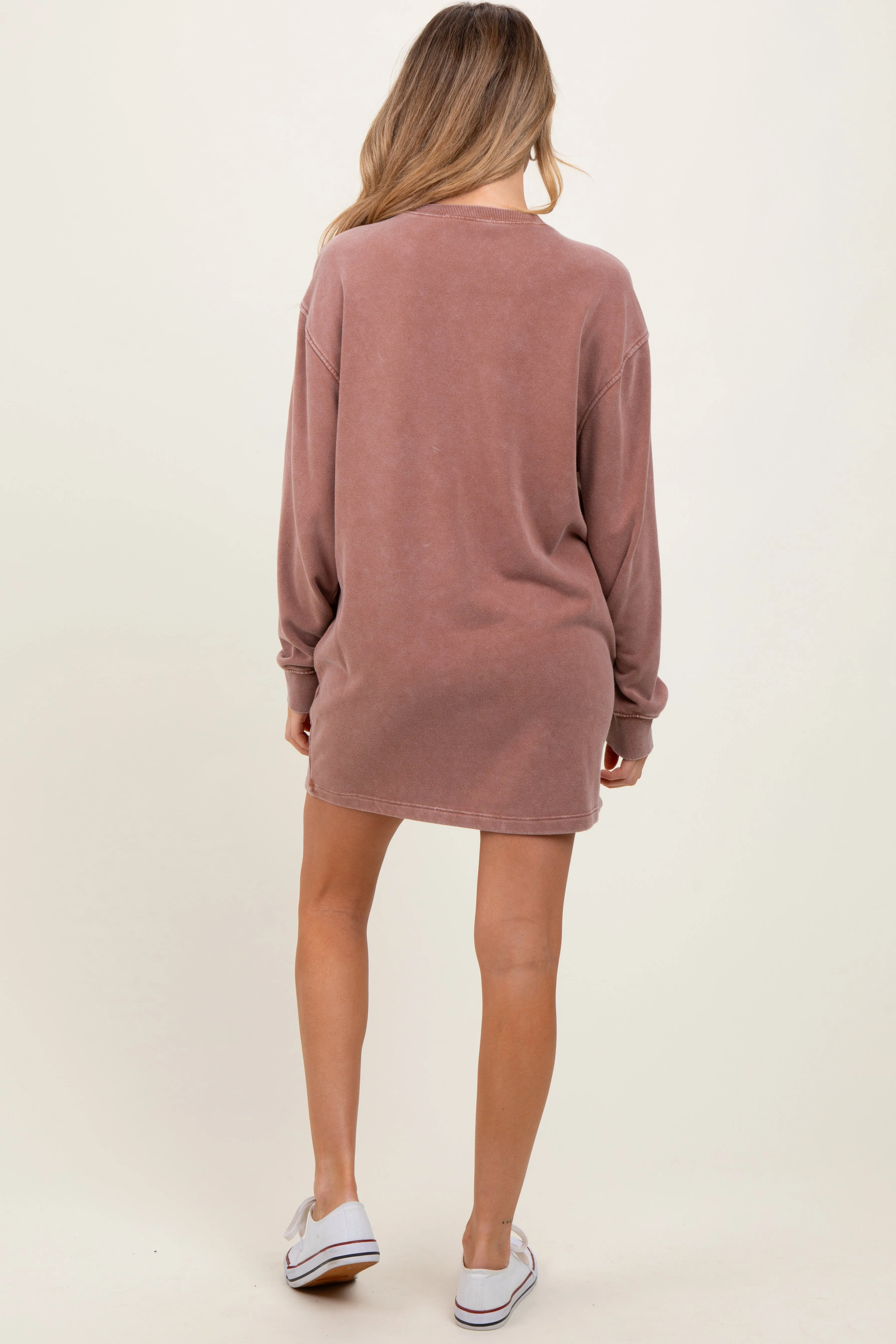 Camel Long Sleeve Oversized Sweatshirt Maternity Mini Dress sold by Pinkblush product image thumbnail 4