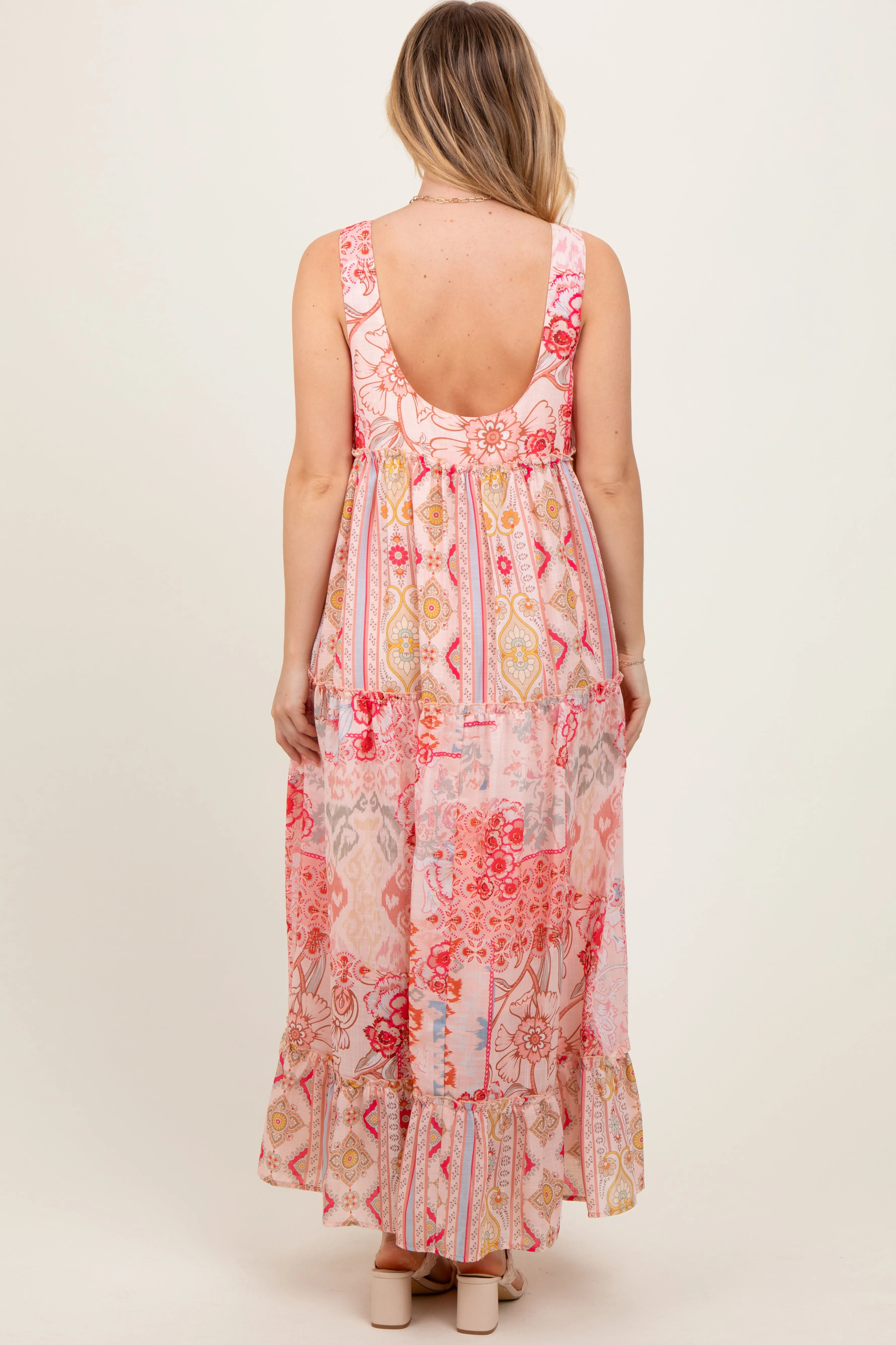 Peach Abstract Printed Maxi Dress sold by Pinkblush product image thumbnail 3