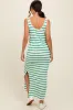 Green Striped Sleeveless Side Slit Maxi Dress sold by Pinkblush