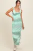 Green Striped Sleeveless Side Slit Maxi Dress sold by Pinkblush