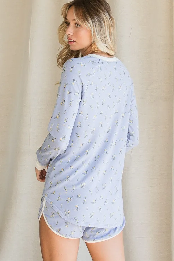 Blue Floral Long Sleeve Top sold by Pinkblush product image thumbnail 3