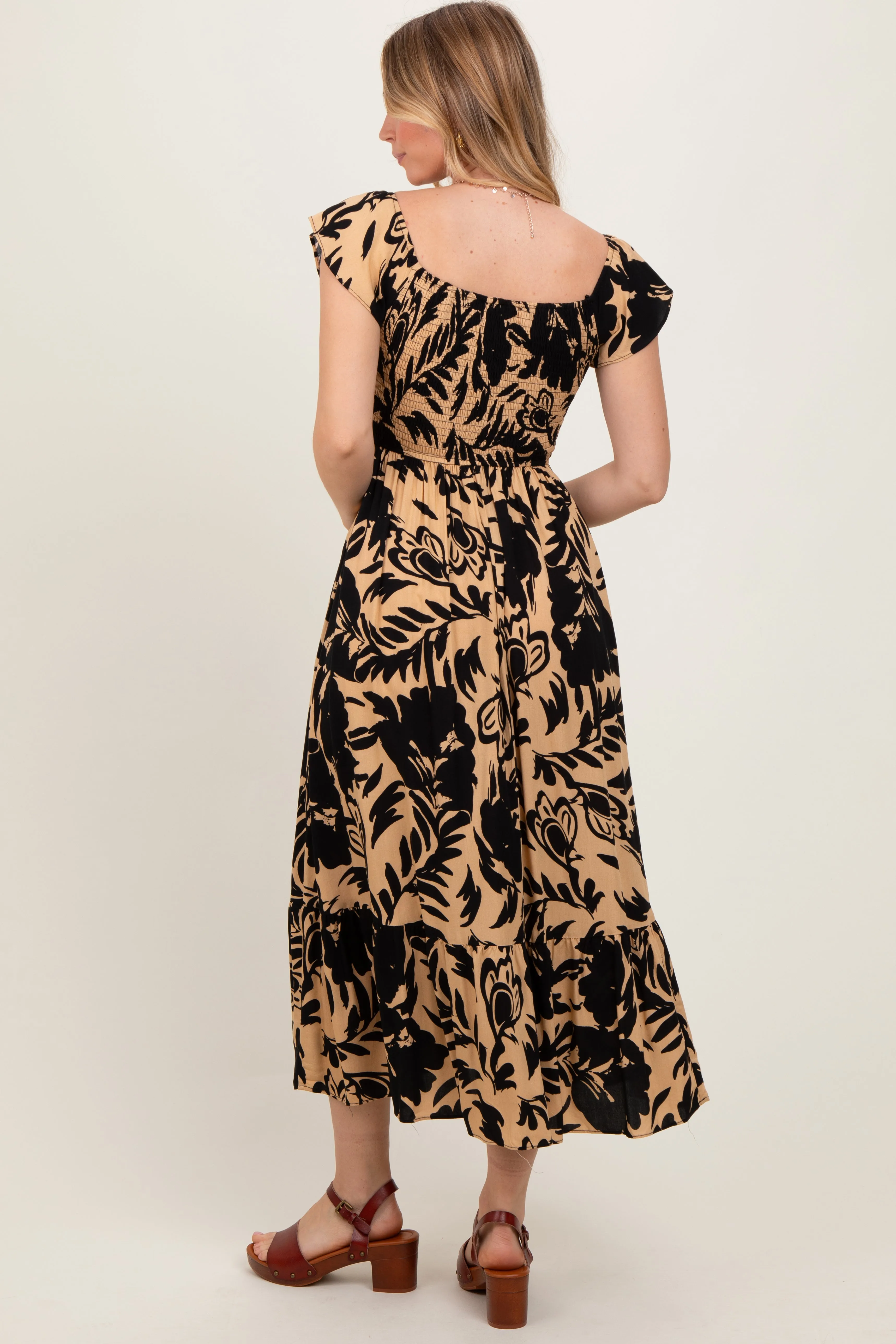 Black Mocha Smocked Top Midi Dress sold by Pinkblush product image thumbnail 4