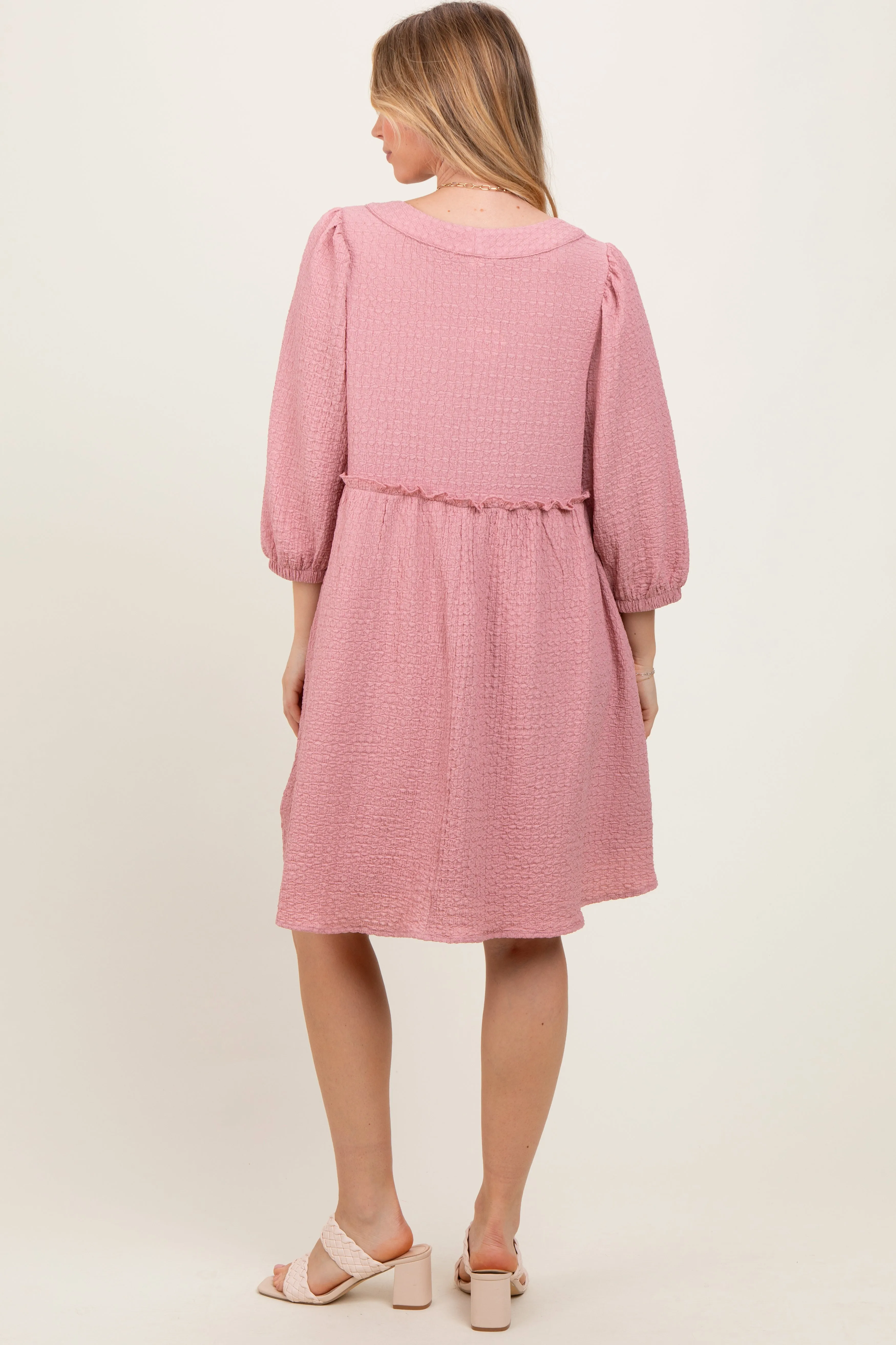 Mauve Knit Ruffle Trim Dress sold by Pinkblush product image thumbnail 3