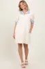 Cream Mock Neck Contrast Striped Trim Mini Dress sold by Pinkblush