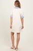 Cream Mock Neck Contrast Striped Trim Mini Dress sold by Pinkblush