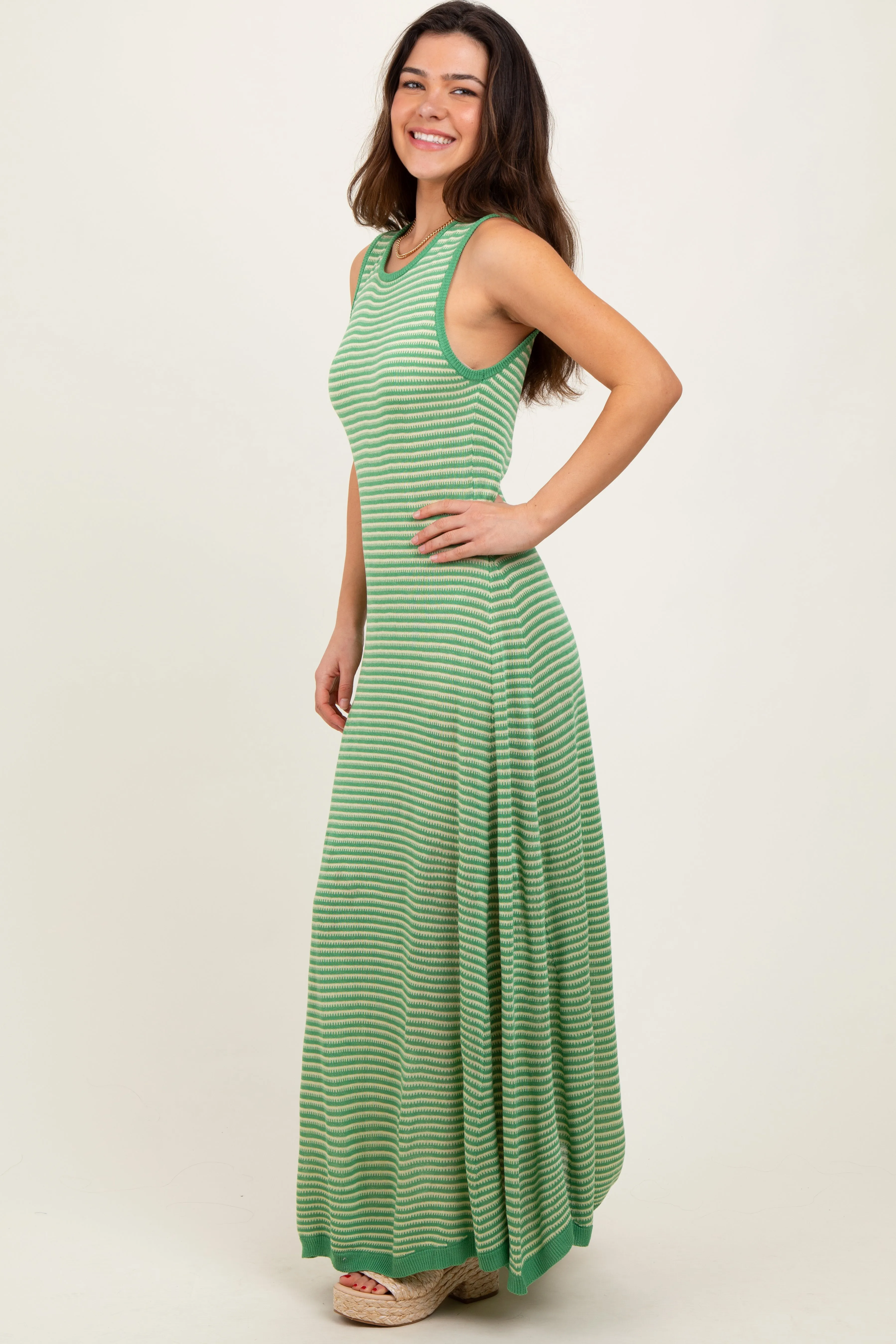 Green Striped Maxi Dress sold by Pinkblush product image thumbnail 2