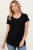 Black Round Neck Nursing Pocket T-Shirt sold by Pinkblush