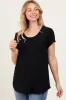 Black Round Neck Nursing Pocket T-Shirt sold by Pinkblush