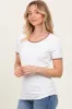 Ivory Solid Ribbed Short Sleeve Basic Top sold by Pinkblush