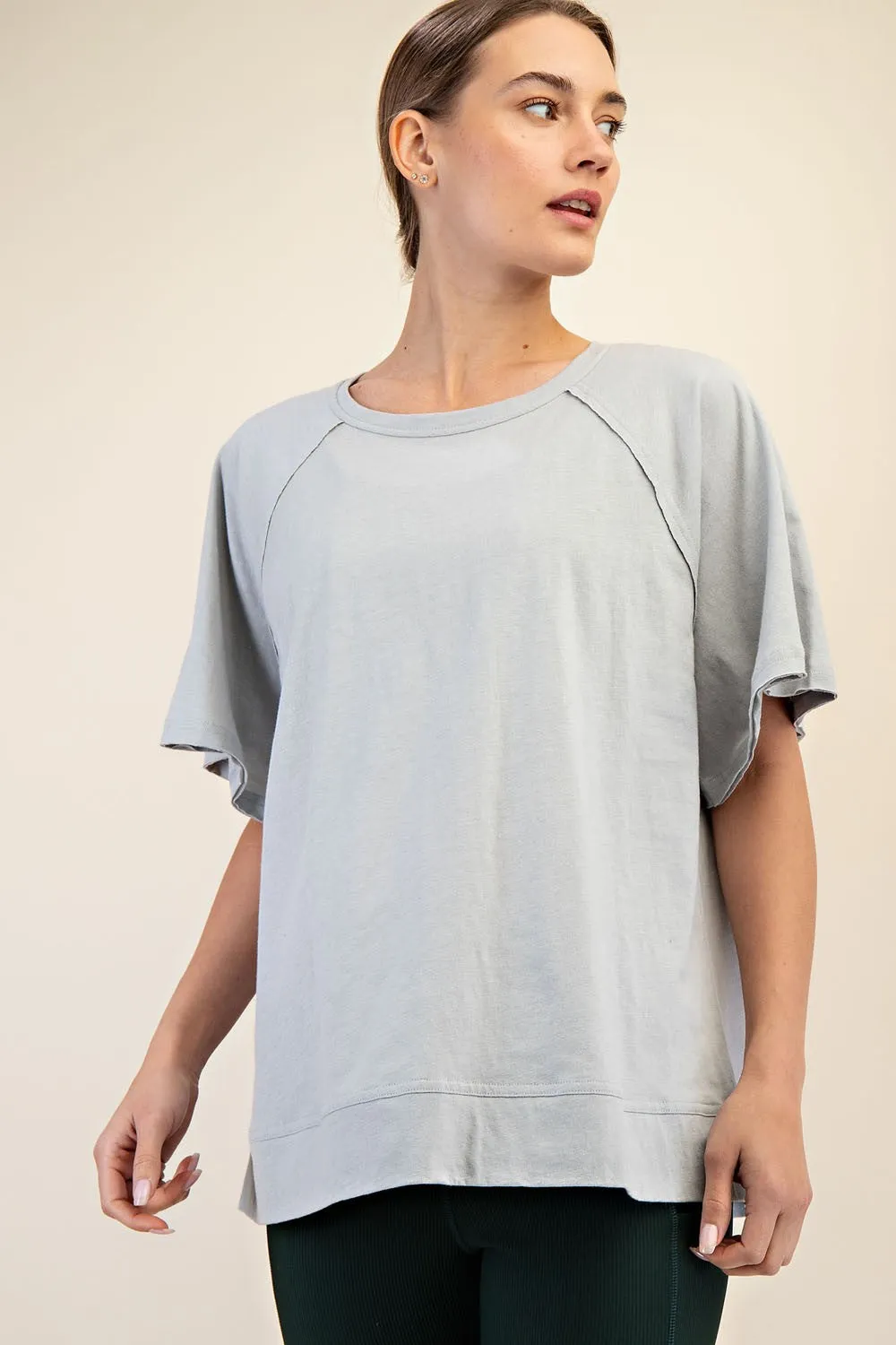 Light Grey Oversized Raw Hem Short Sleeve Maternity Tee sold by Pinkblush product image thumbnail 4