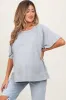 Light Grey Oversized Raw Hem Short Sleeve Maternity Tee sold by Pinkblush