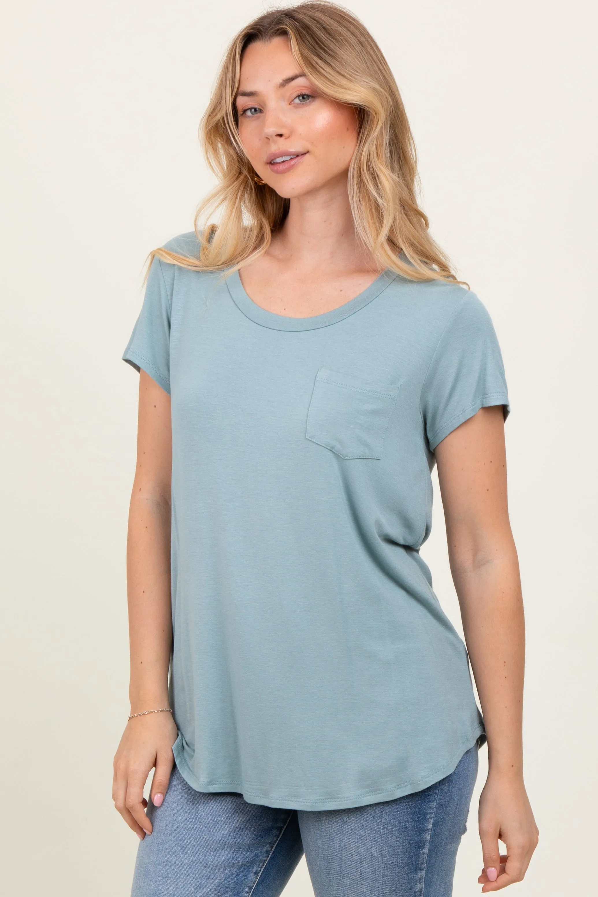 Sage Round Neck Nursing Pocket T-Shirt sold by Pinkblush product image thumbnail 3