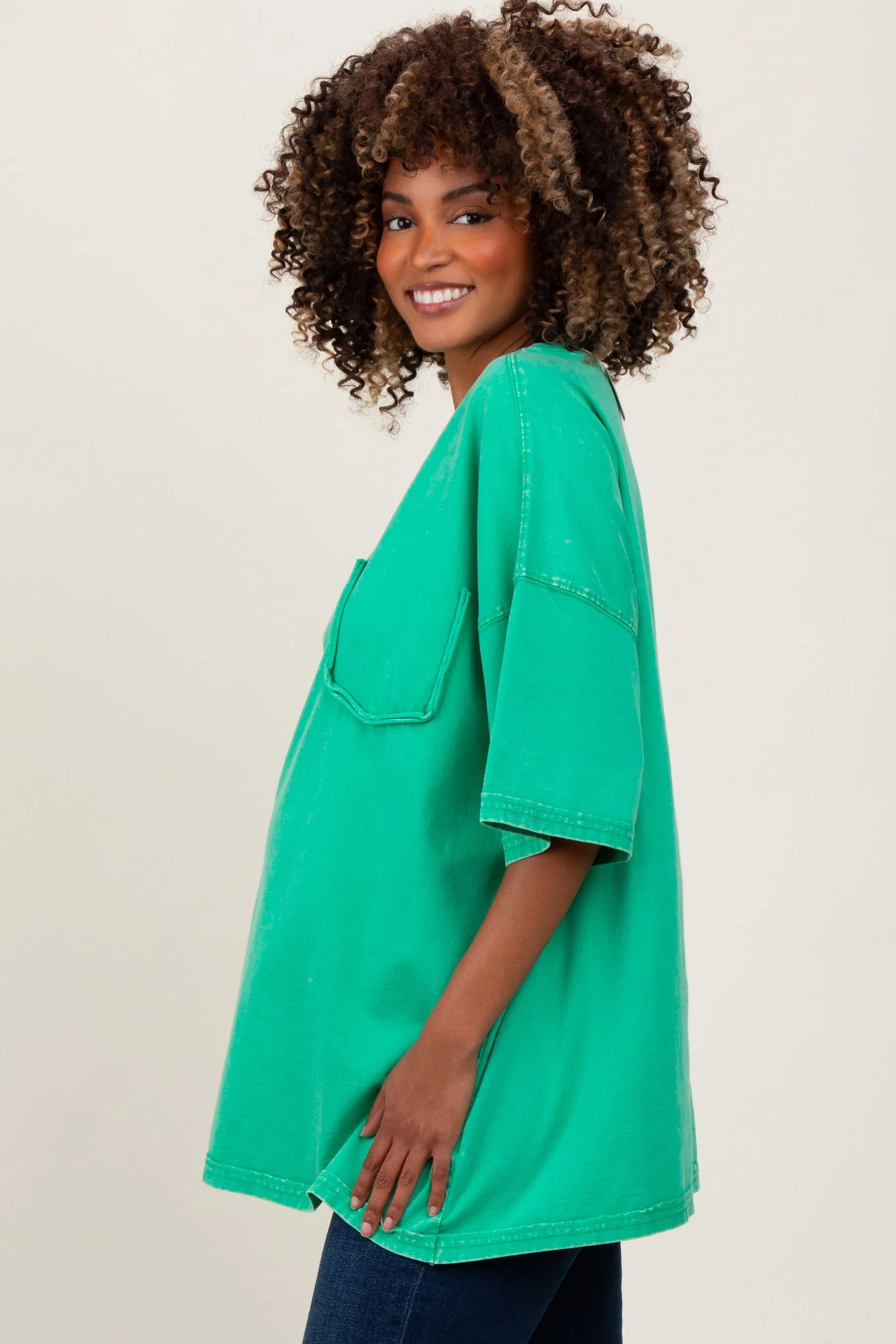 Green Faded Wash Maternity Short Sleeve Top sold by Pinkblush product image thumbnail 2