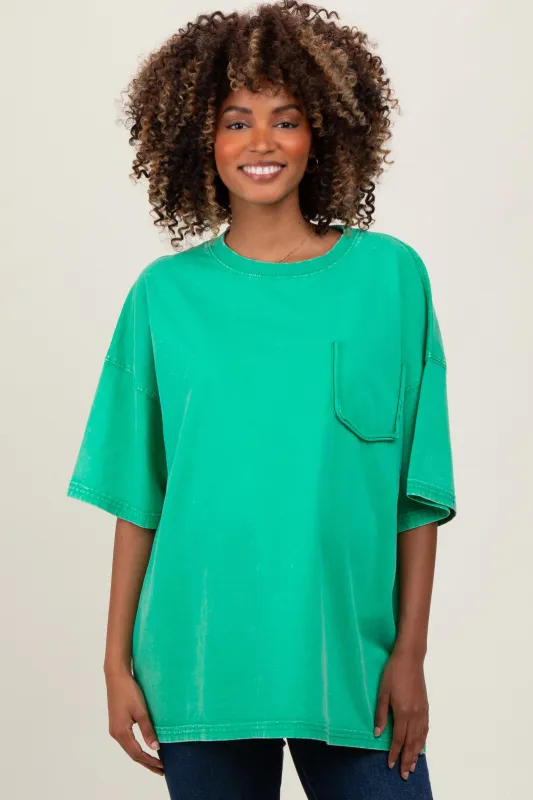 Green Faded Wash Maternity Short Sleeve Top sold by Pinkblush