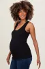 Black Ribbed Scoop Neck Maternity Racerback Tank Top sold by Pinkblush