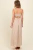 Beige Striped Back Cut Out Maxi Dress sold by Pinkblush