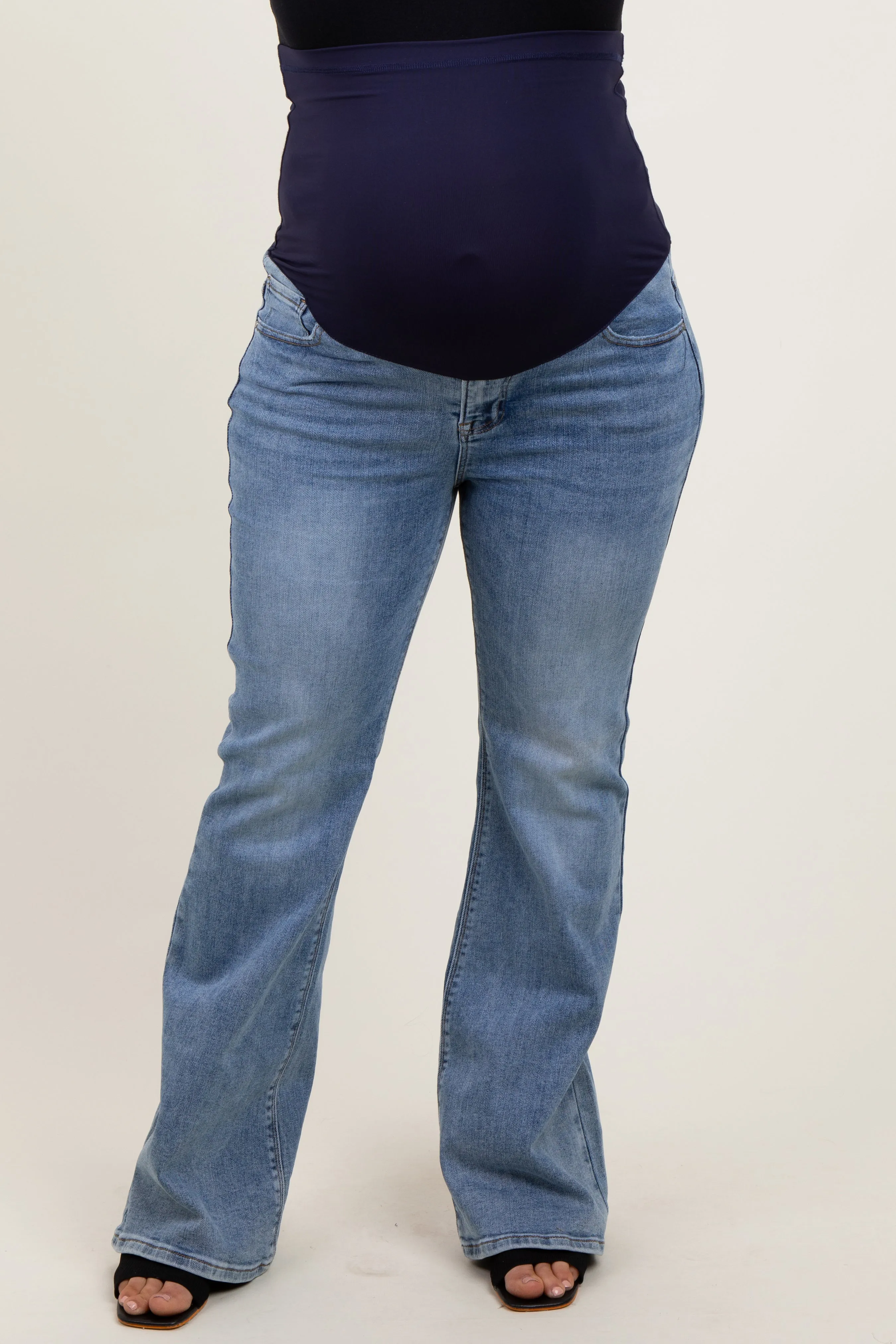 Blue Vintage Wash Flare Leg Maternity Plus Jeans sold by Pinkblush product image thumbnail 2