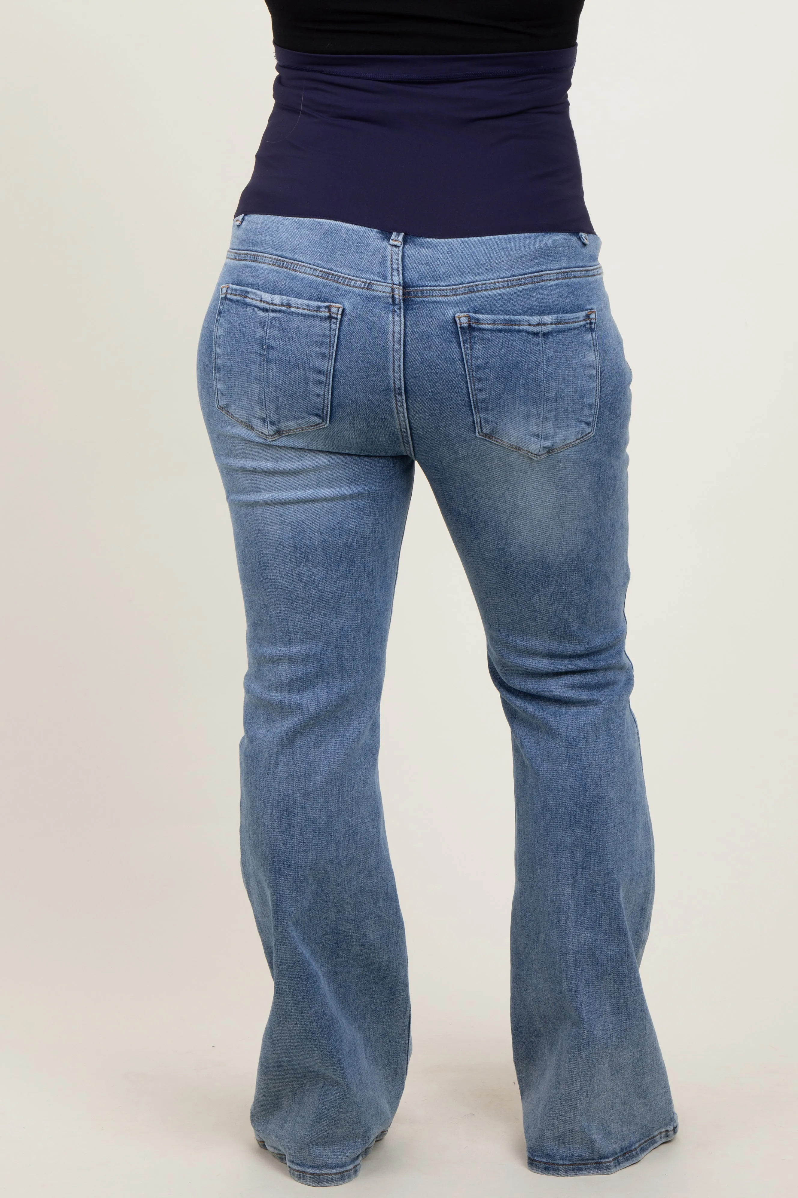 Blue Vintage Wash Flare Leg Maternity Plus Jeans sold by Pinkblush product image thumbnail 4