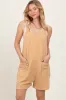 Gold Solid Ribbed V-Neck Sleeveless Front Pocket Maternity Romper sold by Pinkblush
