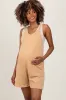 Gold Solid Ribbed V-Neck Sleeveless Front Pocket Maternity Romper sold by Pinkblush
