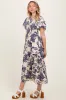 Navy Floral Smocked Ruffle Hem Midi Dress sold by Pinkblush