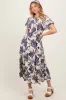 Navy Floral Smocked Ruffle Hem Midi Dress sold by Pinkblush